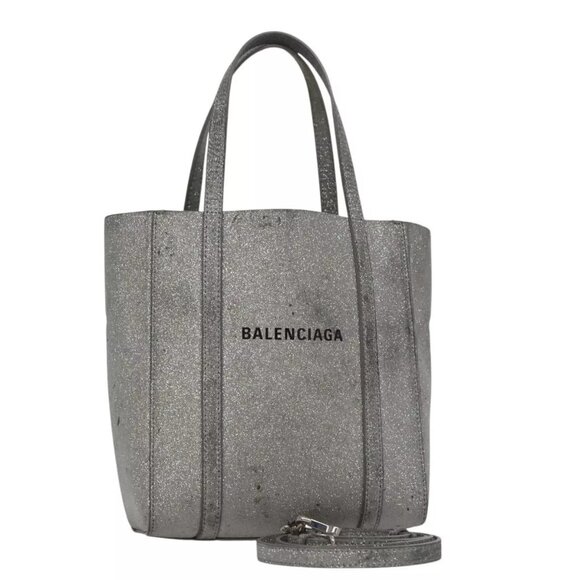 BALENCIAGA Everyday XXS Hand Bag Leather 2way Silver Authentic